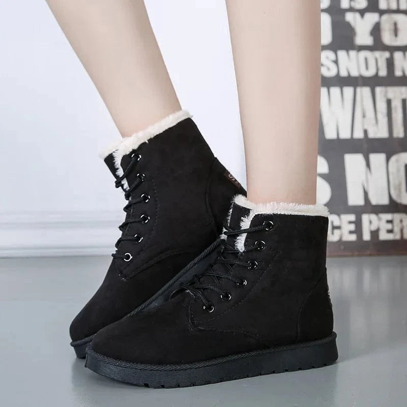 42 / Black Winter Boots Women Snow Women Shoes Flat Heel Casual Winter Shoes Women Ankle Boots Plush Warm 36-43 New fashion ladies boots