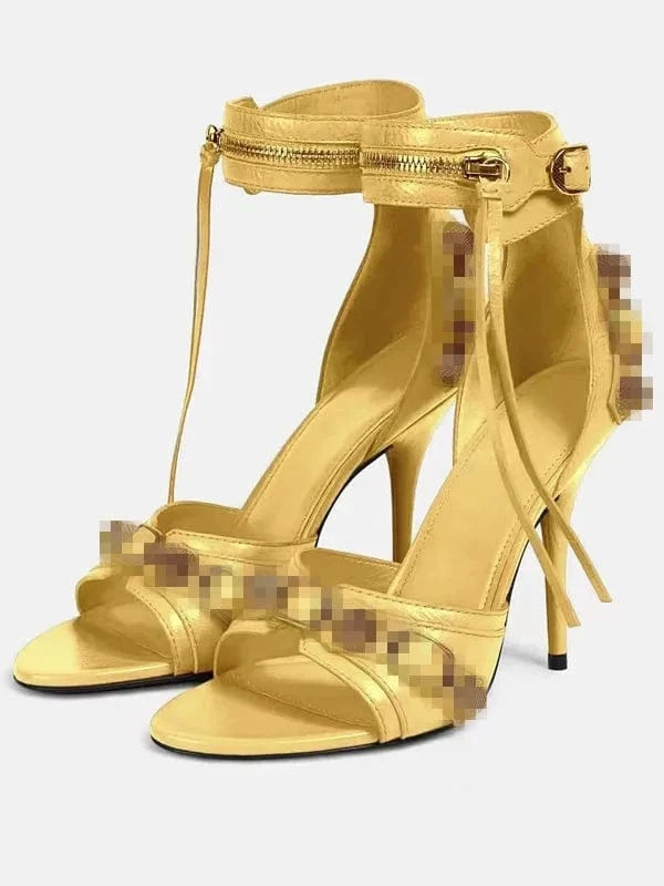 42 / Gold Factory custom summer lady designer pu leather heeled sandals high heels shoes for women