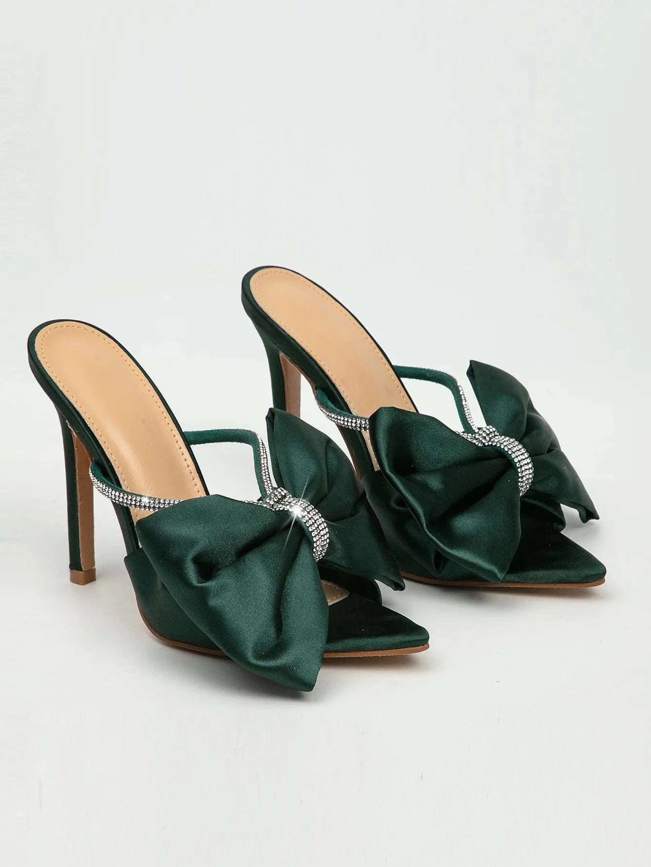 42 / Green PDEP Sexy 2022 Elegant Party Dress Shoes With Big Bow Knot butterfly Rhinestone Steel Toe High Heels Shoes For Women