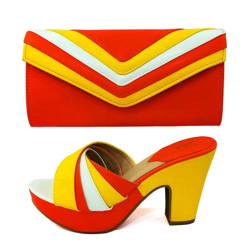42 / Orange African Nigerian Turkey Italian Ladies Fashion Bags With Shoes With Bag Women for Party Women'S Bag Set