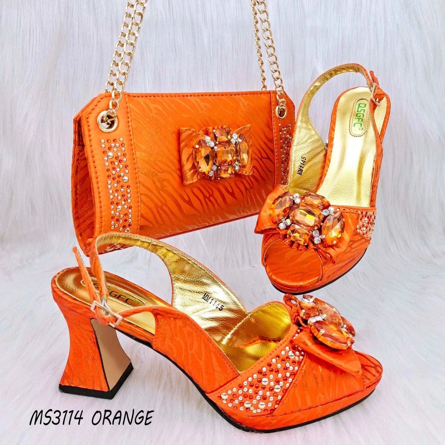 42 / Orange Rhinestone evening shoes african and bags to match purple matching clutch bag nigeria party set free shipping
