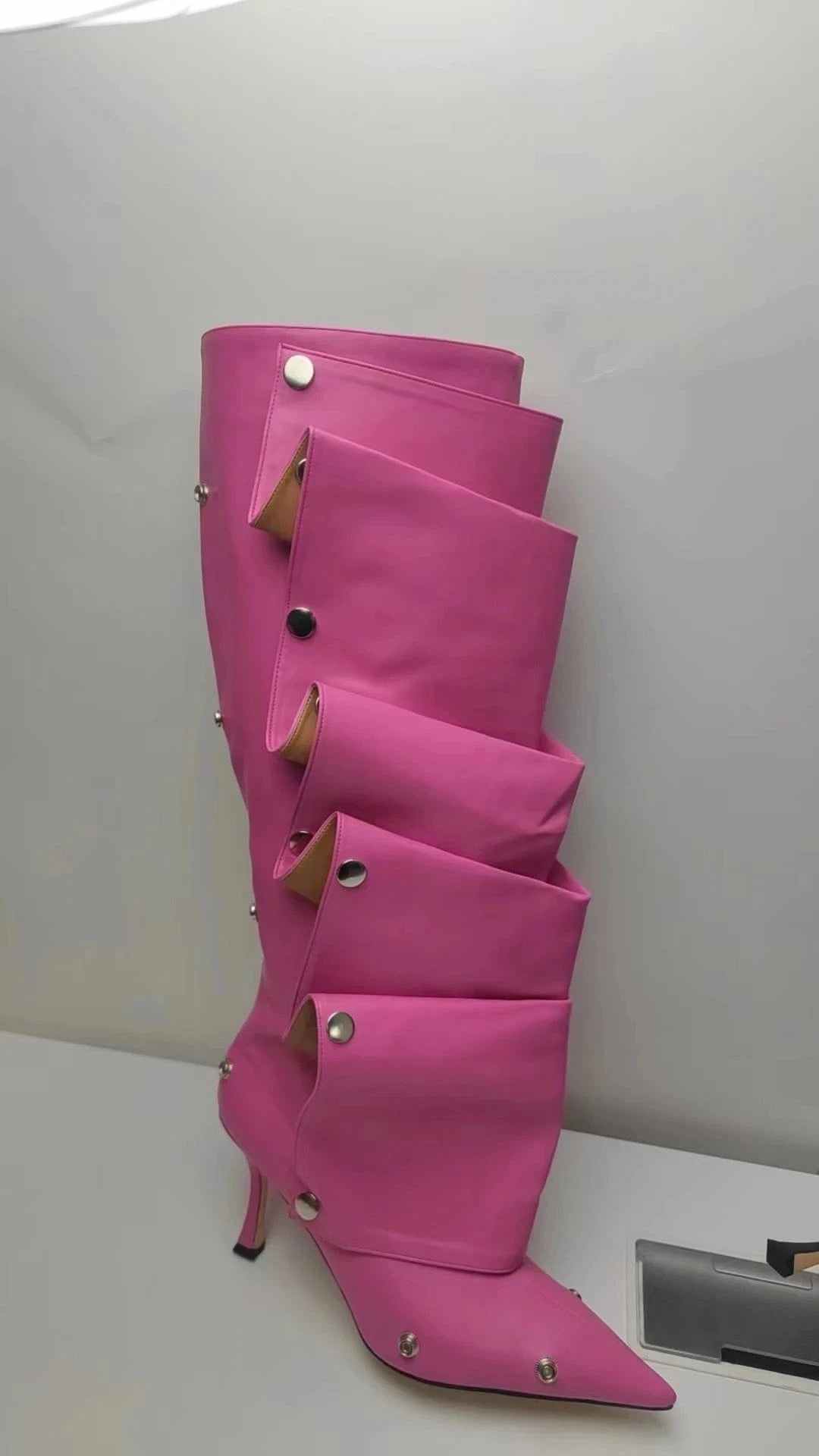 42 / Pink New Color Pointed Toe Buckle Stiletto Removable Boots Transformer Over The Knee Boots Thigh High Women Designer Boots