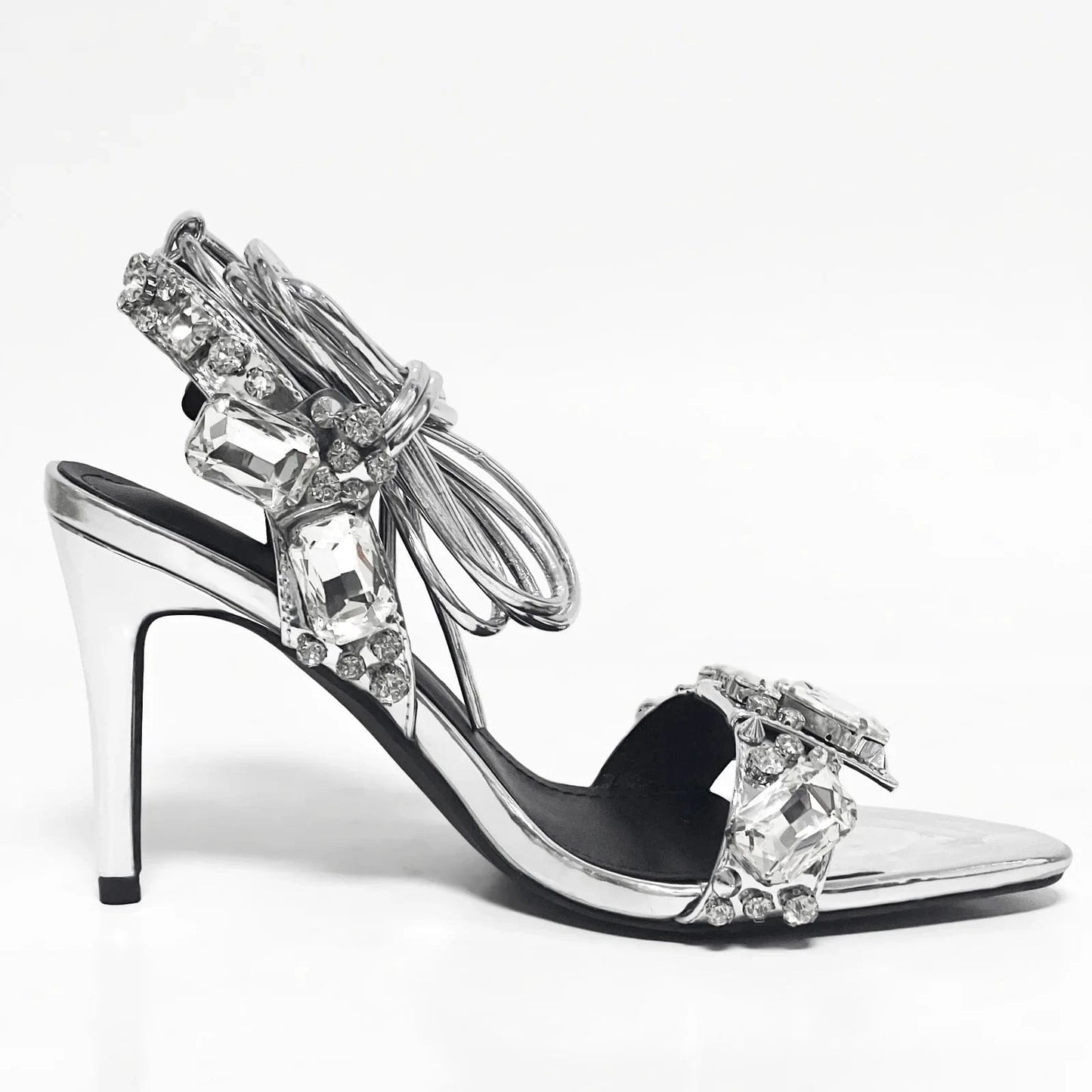 42 / Silver 8.5cm sh11598a Summer 2024 heeled sandals gold heels elegant heel shoes for women