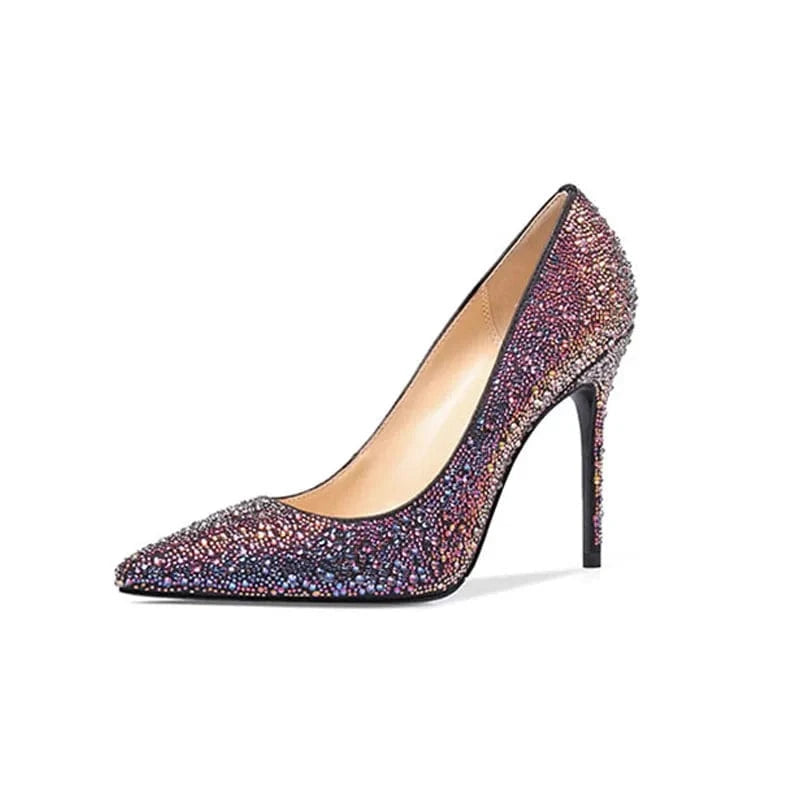 43 / COLORFUL Enmayer shoes Chic Colorful rhinestones Pointed Toe Heels women's pumps High Heel Dress Pumps