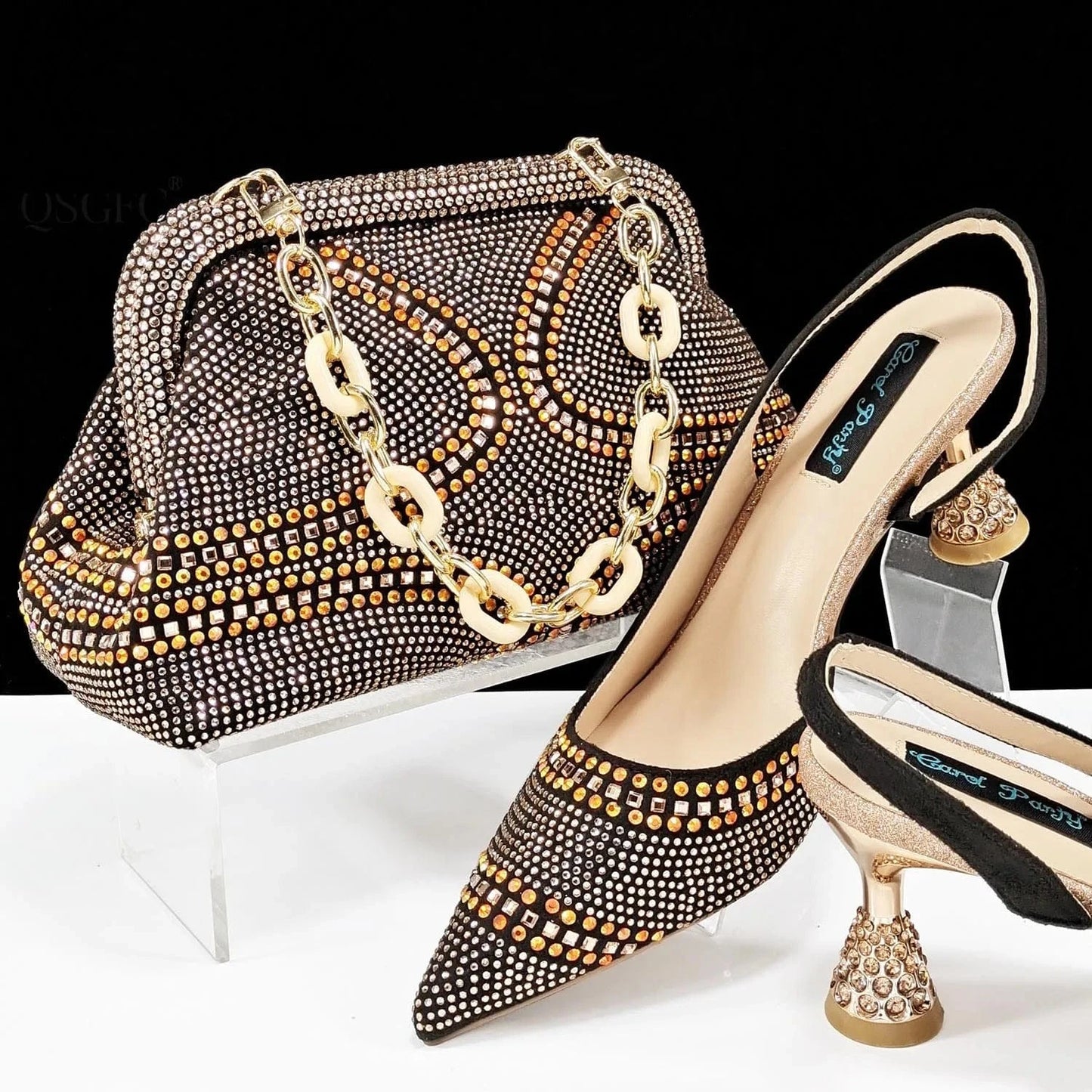 43 / PEACH Low Heel Shoes Matching Clutch Bag For Women Beautiful Design African Set Of Fashion Bag And Shoes For Ladies Daily Party