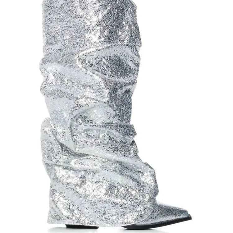 43 / silver Custom Summer 2024 Wedge Heel For Party Size 34-43 New High Heel Women Sandals Boots Ankle Ladies Shoes Women's Wedding Boots