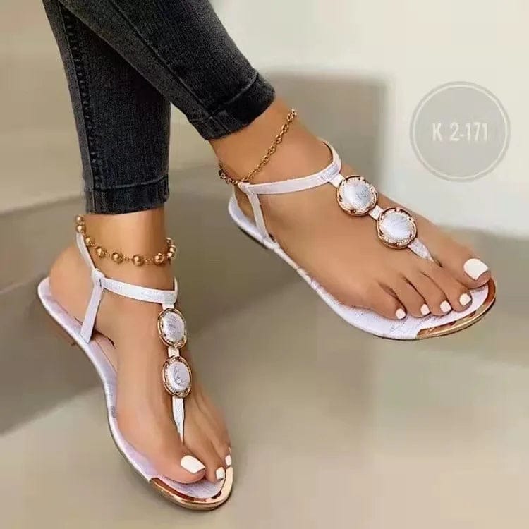 43 / White New Summer Fashion Beach Outdoor Casual Gold Flip Flops Sandals for Women and Ladies shoes summer women slides sandals slippers