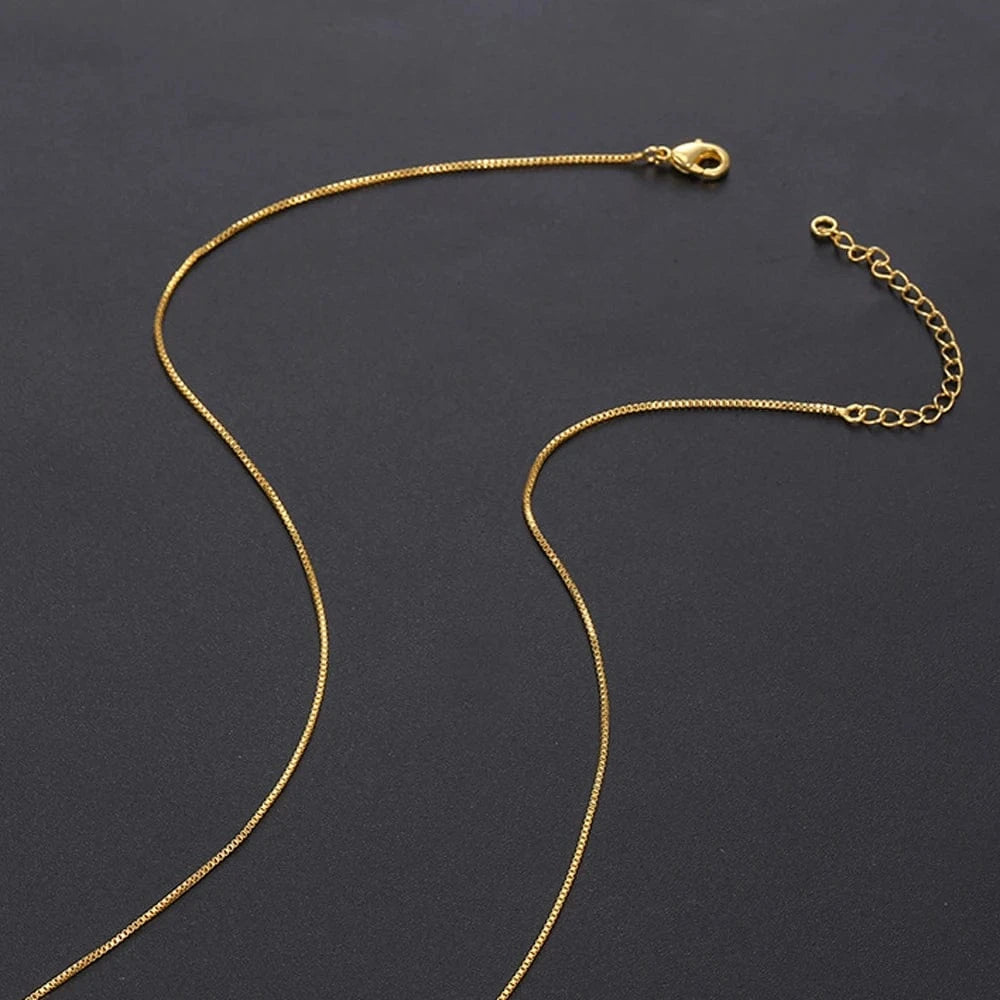 44+5.6cm / Gold High Quality Stainless Steel Women Alphabet MOM Heart-Shaped Lovers Pendant Necklace