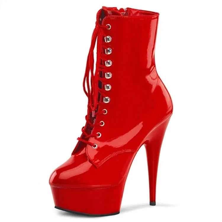 44 / Red 15cm stripper high heels Sexy women's shoes platform clubs Cosplay pole dancing ankle boots