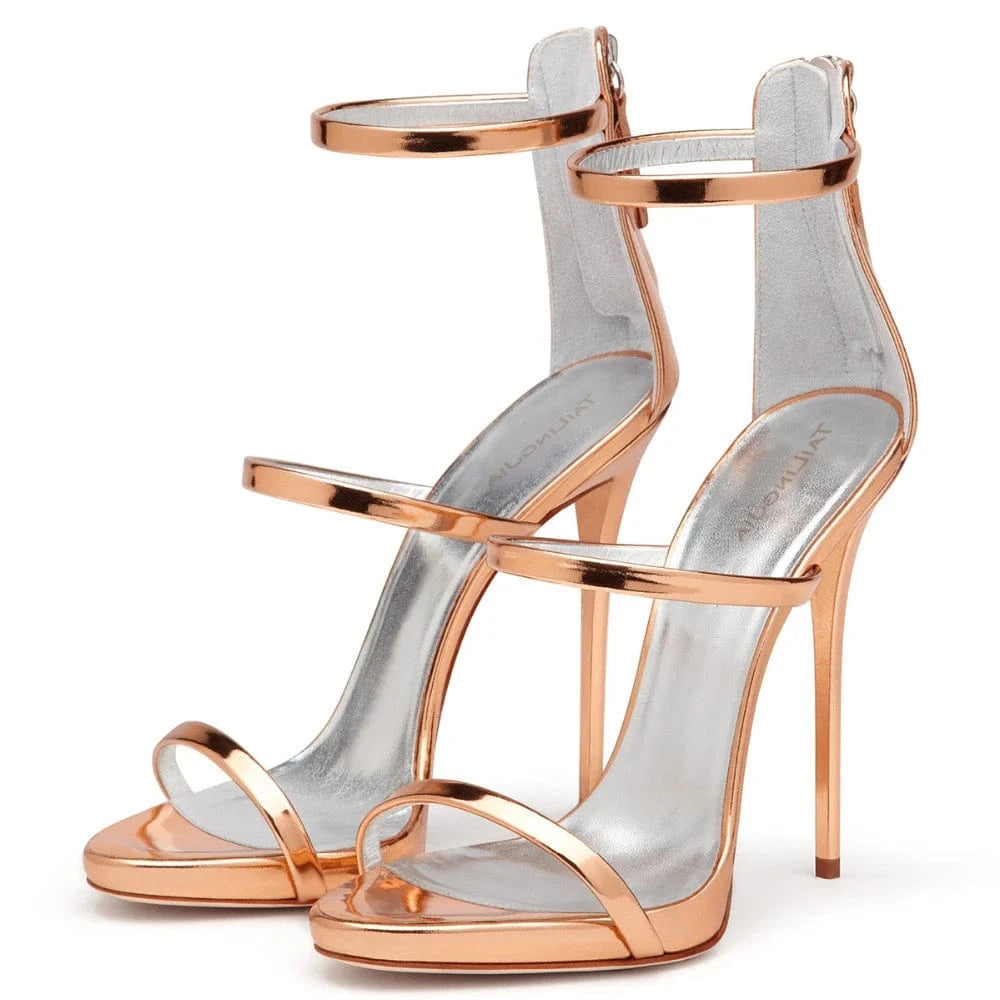 44 / Rose Gold Factory Classic Party Heels Basic Evening Dress Shoes Summer Ladies Platform Heeled Sandals Women High Heel Strappy Sandal