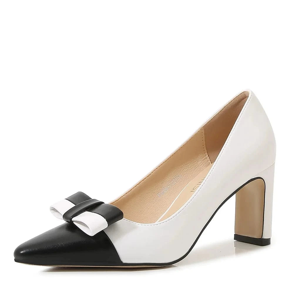44 / White New arrival trendy bow office shoes female 7 cm slingback heels pumps shoes women designer fitness women's pumps