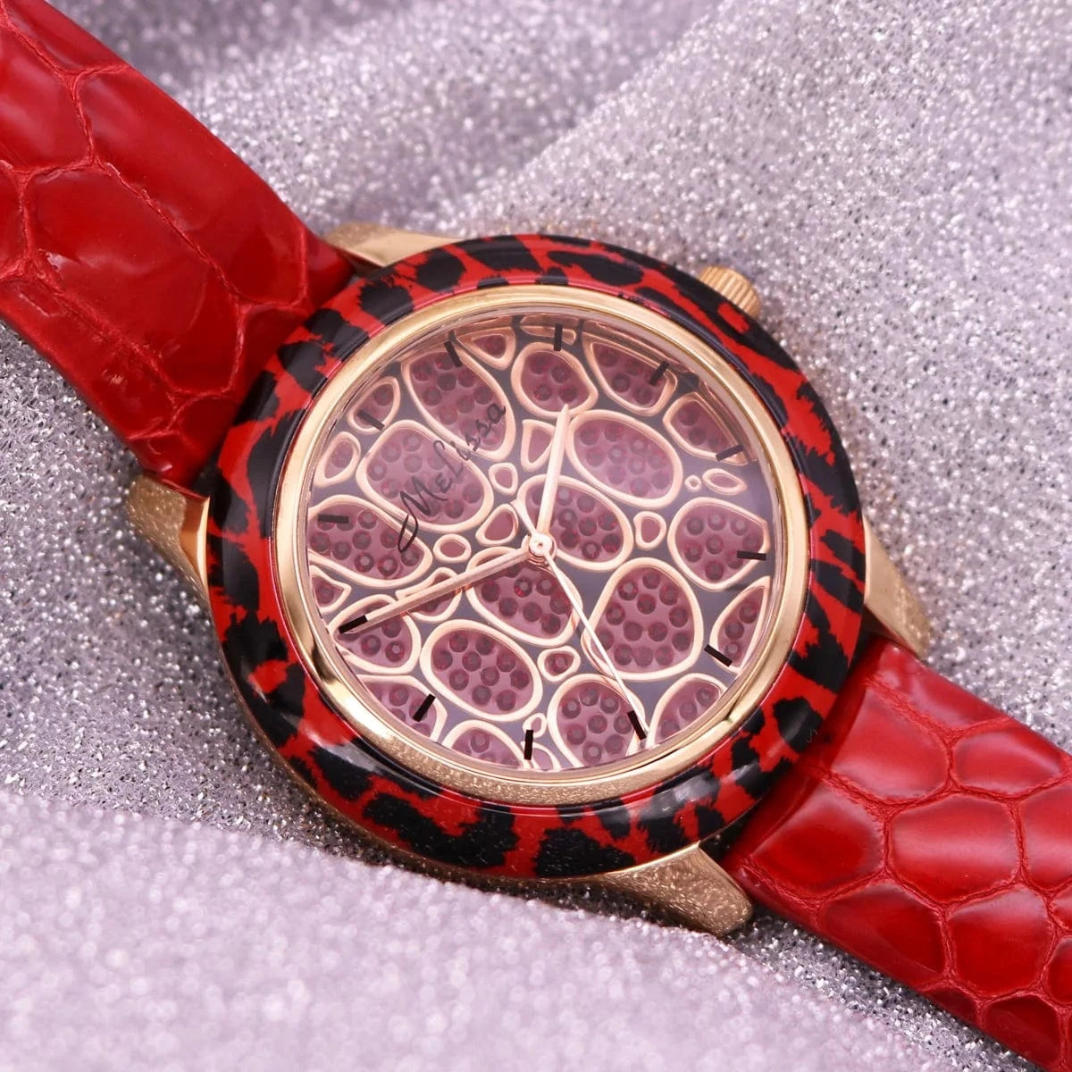 44mm Luxury Unicorn Melissa Women's Watch Rhinestone Crystal Fashion Hour Real Leather Bracelet Clock Girl's Birthday Gift Box
