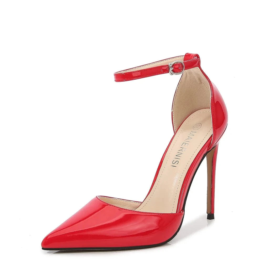 45 / Red sh11064a Sexy 12cm Pretty Girl High Heel Shoes Metal Stiletto High Heels Plus Size 35 - 46