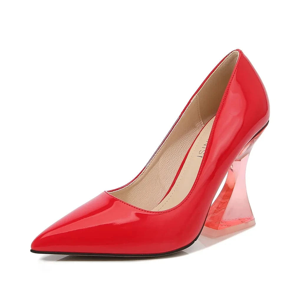 45 / Red sh11380a Clear heel 10cm women heels size 11 summer 2025 sexy block heels for women