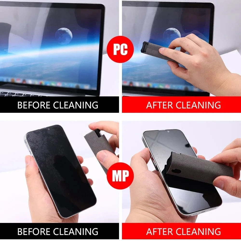 4in1 Microfiber Screen Cleaner Spray Bottle for Mobile Phone Ipad Computer Microfiber Polish Cloth Wipe Cleaning Glasses Wipes