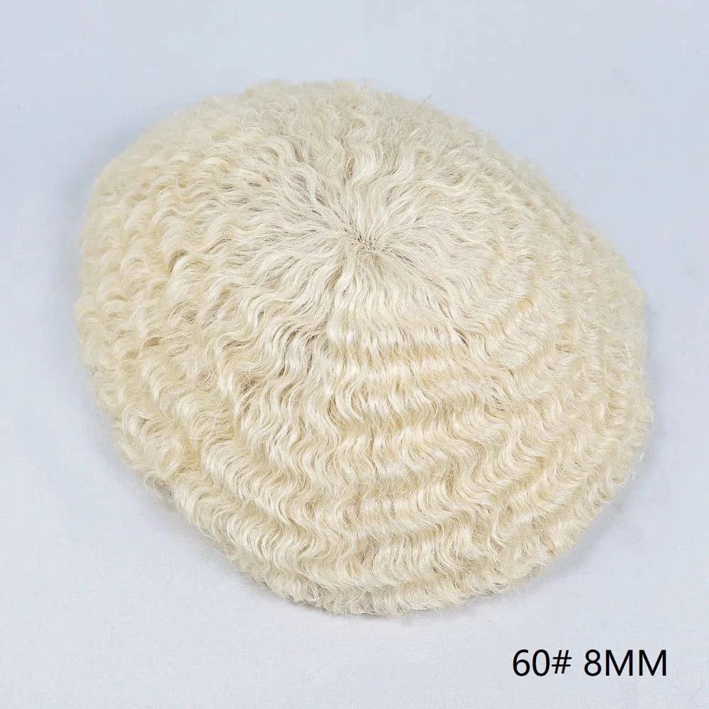 4mm Afro Curly silver 60# Man Hairpieces Natural Human Man Hair Prosthesis Full Lace Net Base Male Hair Toupee For Men