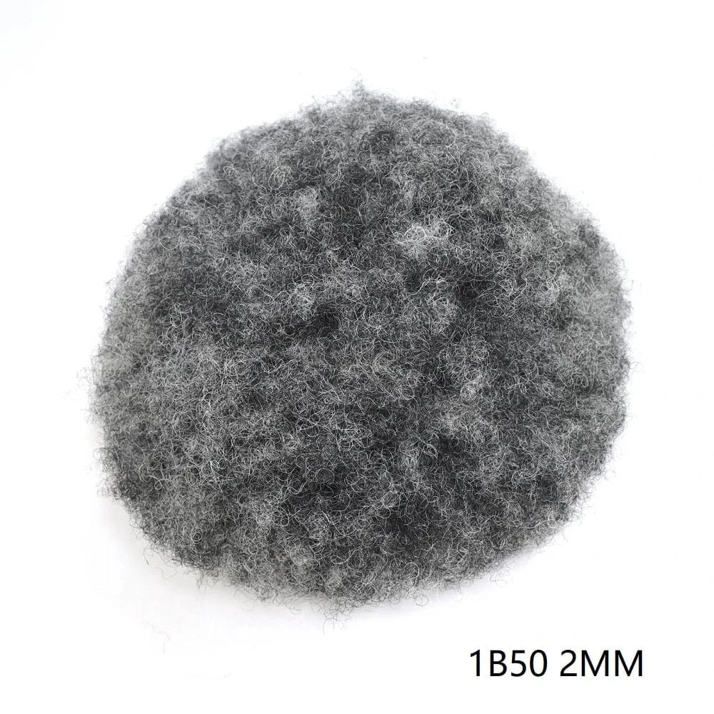4mm Afro Curly silver 60# Man Hairpieces Natural Human Man Hair Prosthesis Full Lace Net Base Male Hair Toupee For Men