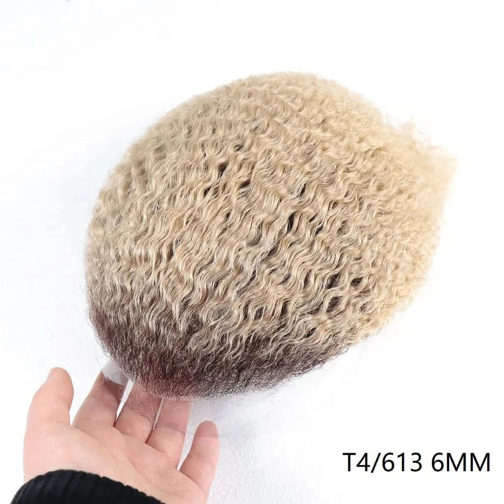 4mm Afro Curly silver 60# Man Hairpieces Natural Human Man Hair Prosthesis Full Lace Net Base Male Hair Toupee For Men