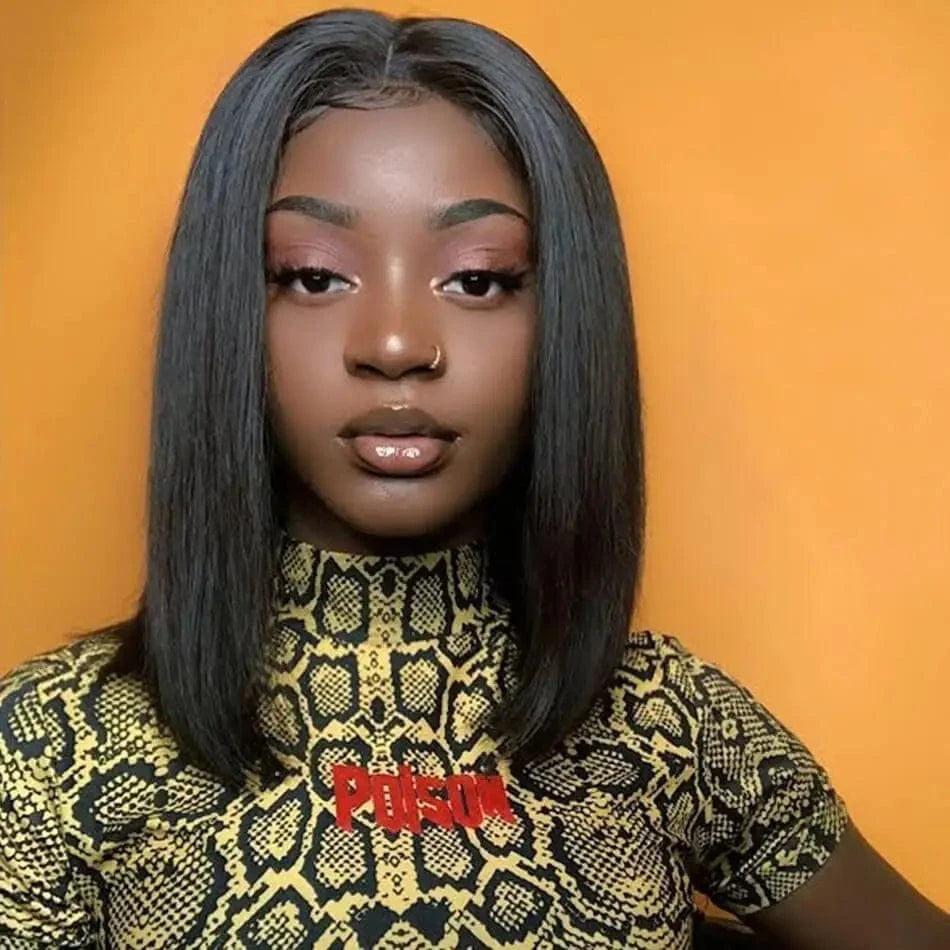 4x4 BOB straight wholesale short curly pixie cut curly brazilian peruvian human hair hd lace frontal closure front wig with bang