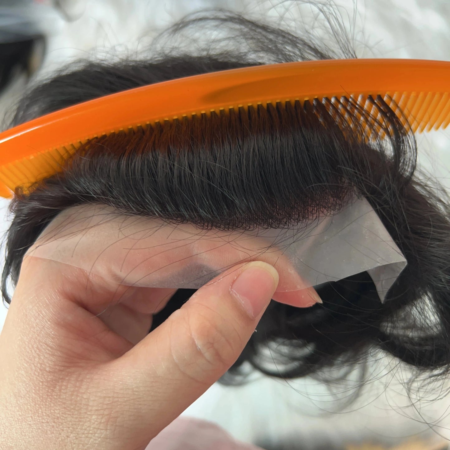 4X5 / Black / 6inches Wholesale Human Hair 0.04 mm 0.06 mm Injected Super Thin Skin PU Base Invisible Knots Natural straight Hairline Toupee For Men