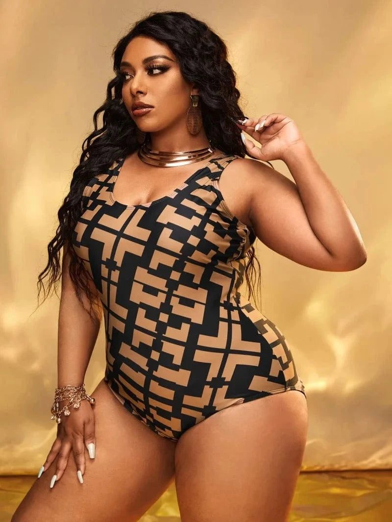 4XL / Black DAMOCHIC Reasonable Price Plus Size One Piece Swimwear High Cut Leg Print Beachwear Tummy Control Swimsuit Trending Bathing Suit