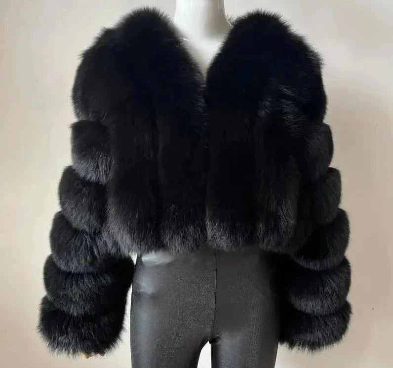 4XL / Black New Design Plus Size Outdoor Furry Fall Ladies Fluffy Mommy And Me Adult Warm Trendy faux fox fur coats winter women's jackets