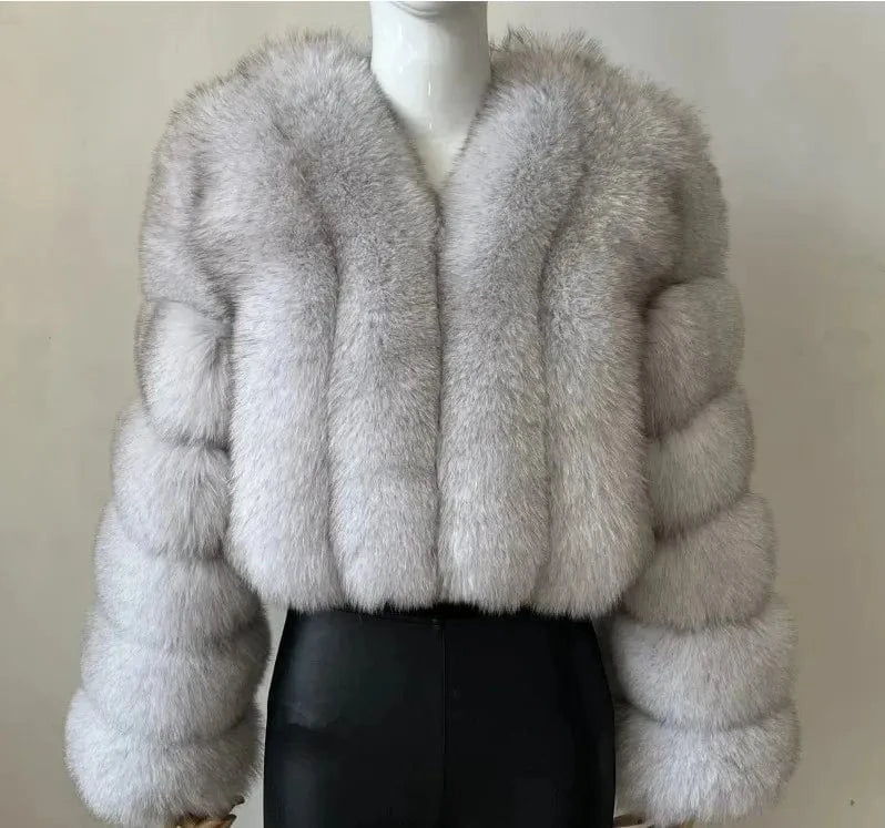 4XL / Black white New Design Plus Size Outdoor Furry Fall Ladies Fluffy Mommy And Me Adult Warm Trendy faux fox fur coats winter women's jackets