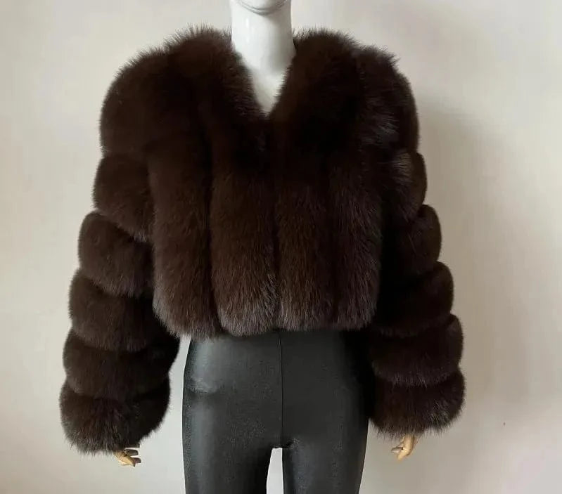 4XL / Coffee New Design Plus Size Outdoor Furry Fall Ladies Fluffy Mommy And Me Adult Warm Trendy faux fox fur coats winter women's jackets