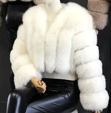 4XL / White New Design Plus Size Outdoor Furry Fall Ladies Fluffy Mommy And Me Adult Warm Trendy faux fox fur coats winter women's jackets