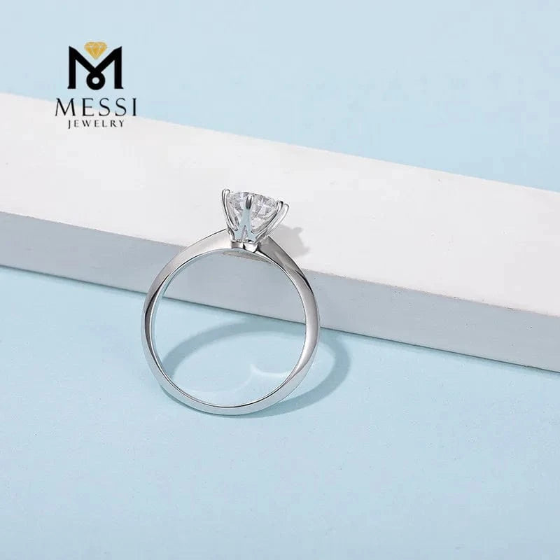 5 / 3ct S925 ring Messi Jewelry simple six prongs setting 1-3ct DEF moissanite ring in sterling 925 silver woman daily wear silver ring
