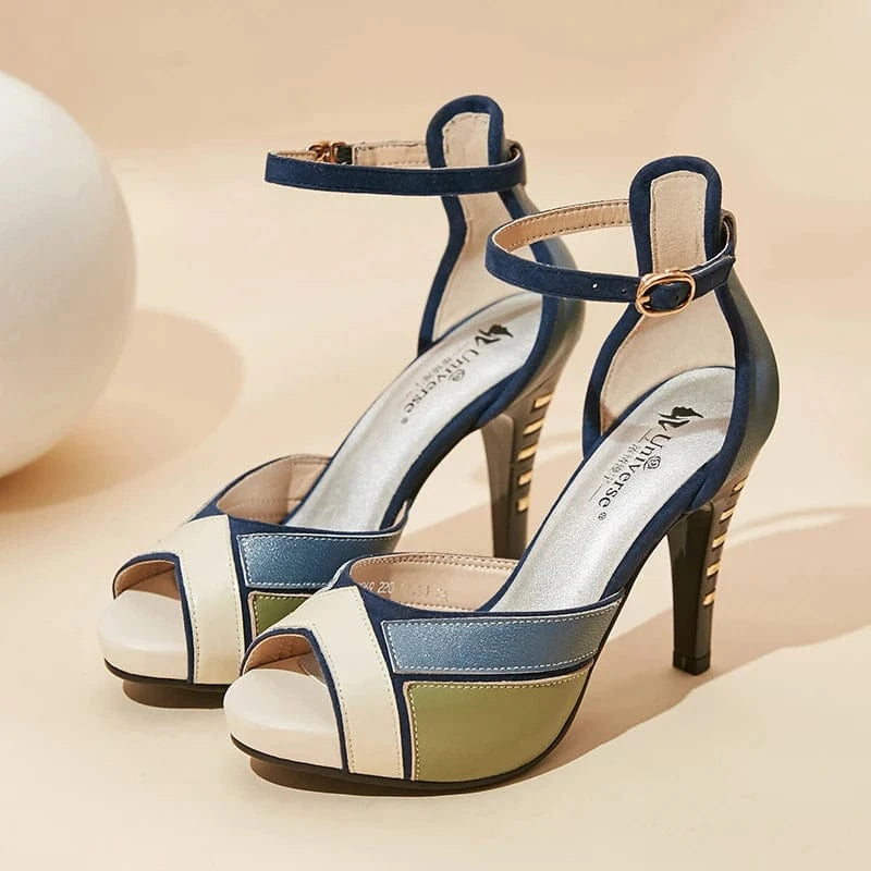 5.5 / Blue Universe E069 Sexy Peep Toe Platform Ladies Leather High Heeled Pumps Shoes Women Sandals