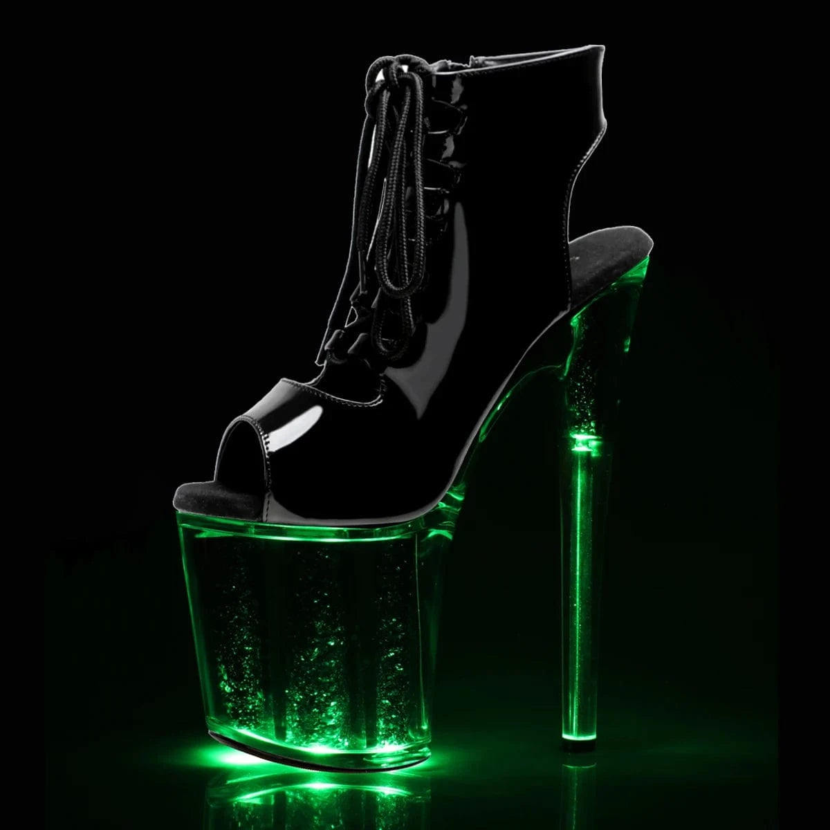 5.5 / Shiny Exotic Dancer Boots 20cm Platform Lace Up Ankle Boots Stripper Heels Pole Dance Flash Thin Heels Peep Toe Gothic Gladiator Model