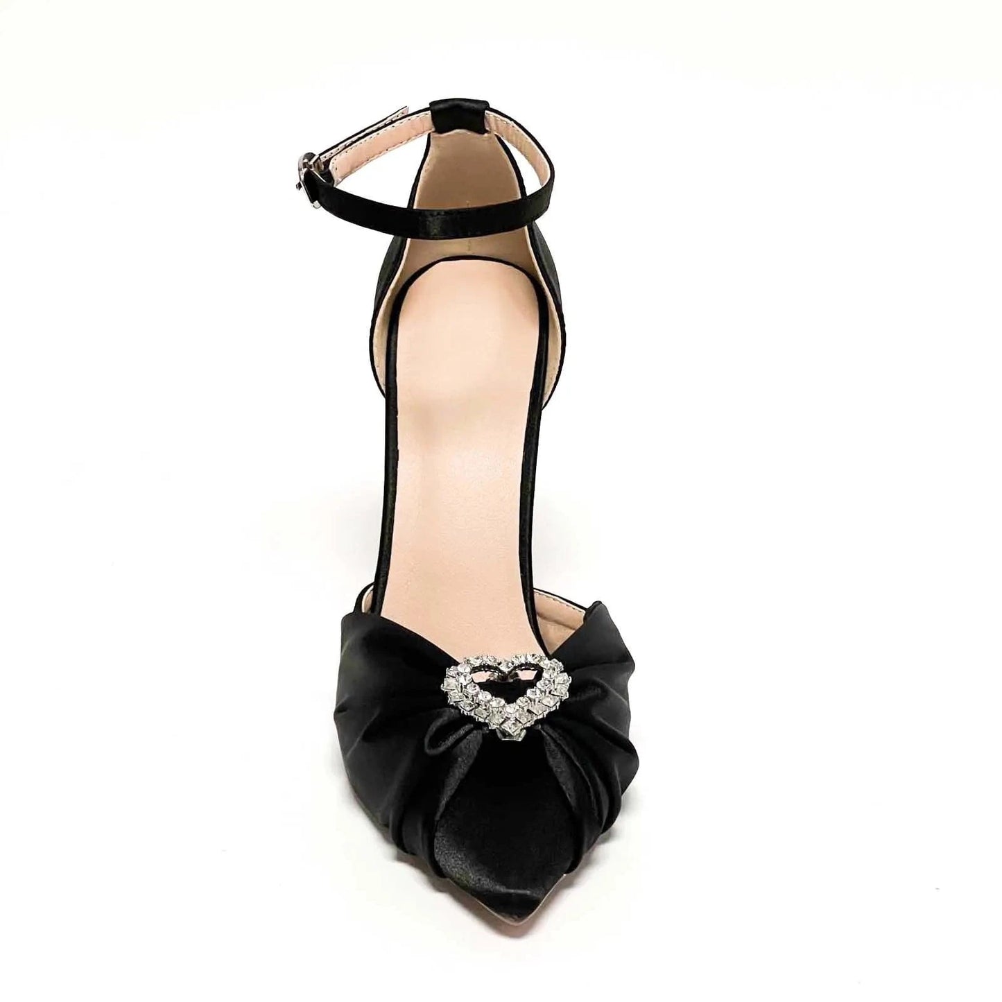 5 / Black BUSY GIRL FL4642 pumps heels 2023 sexy wedding heels glitter bows rhinestone heart heels sandals for women