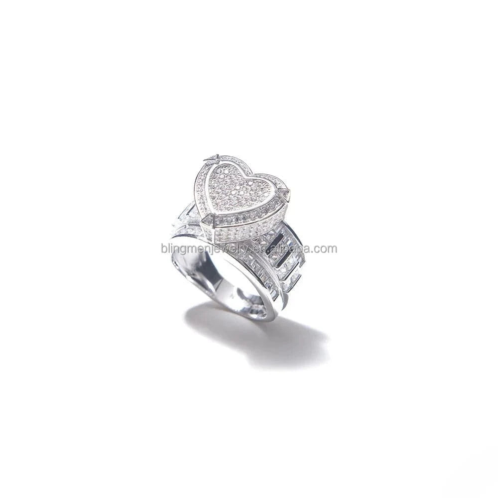 5 / r179-silver 2024 Valentine's Day Gift Fashion Jewelry Micro Pave CZ Full Paved Hollow Heart Ring For Women