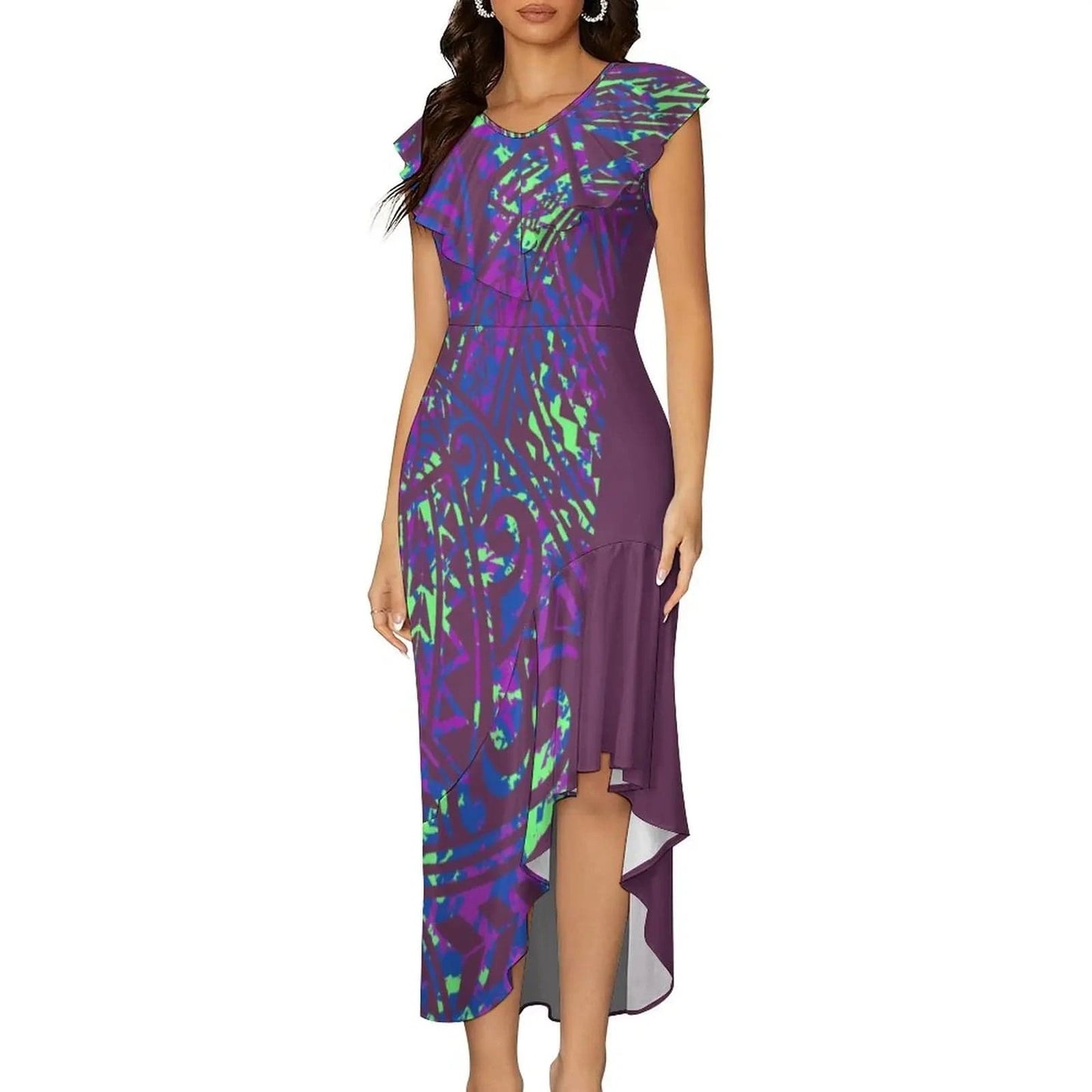 5 XL / 0362Y1 Pink Casual Mermaid Maxi Dress Custom On Demand Plus Size Bodycon Sexy Samoan Puletasi Dresses For Women