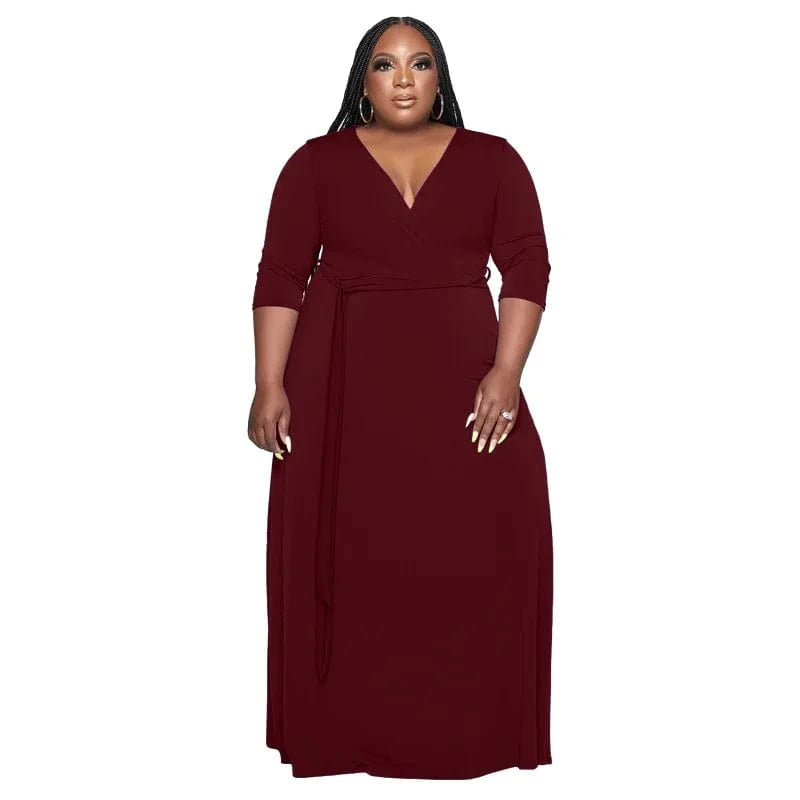 5 XL / Burgundy African Dresses for Black Women Elegant Evening Party Long Maxi Dress Dashiki Abaya Dubai Gown Muslim Plus Size Women's Dresses