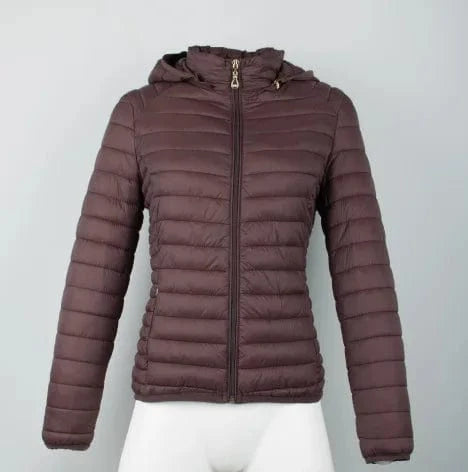 5 XL / COFFEE Winter Printed Coat with Hooded Woman Waterproof Warm Softshell puffer Jacket Sportswear Woven Polyester Lining Soft 2025