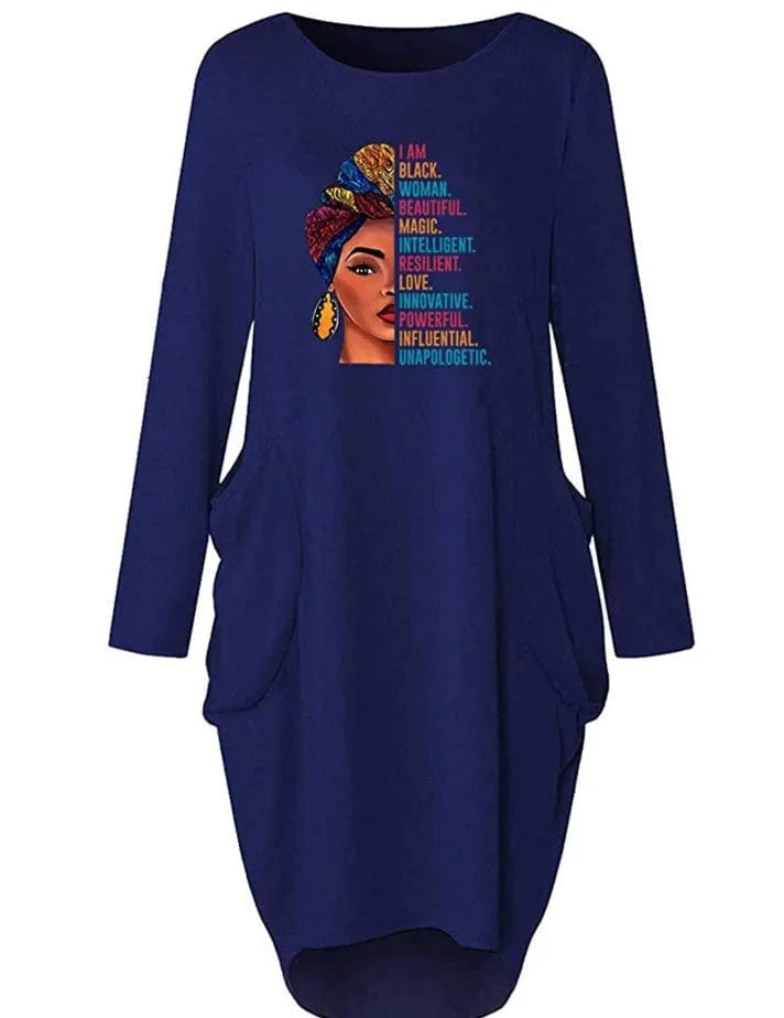 5 XL / F-8010 NAVY Liu Ming Fashion Sexy Women Birthday Party Clothes Printed Long Clothing Casual Midi Dress