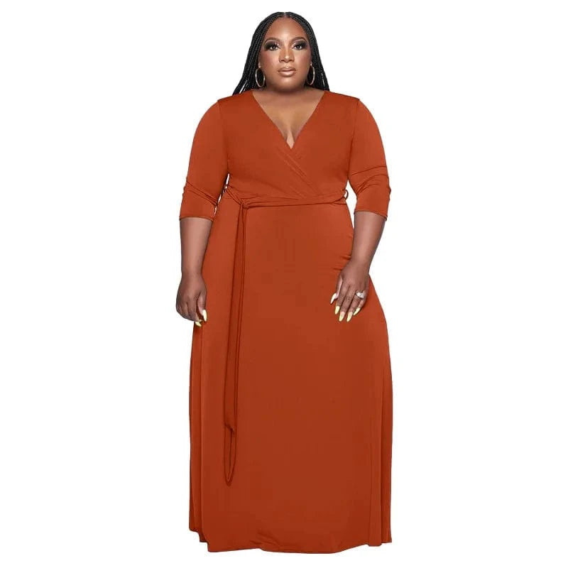 5 XL / Orange African Dresses for Black Women Elegant Evening Party Long Maxi Dress Dashiki Abaya Dubai Gown Muslim Plus Size Women's Dresses