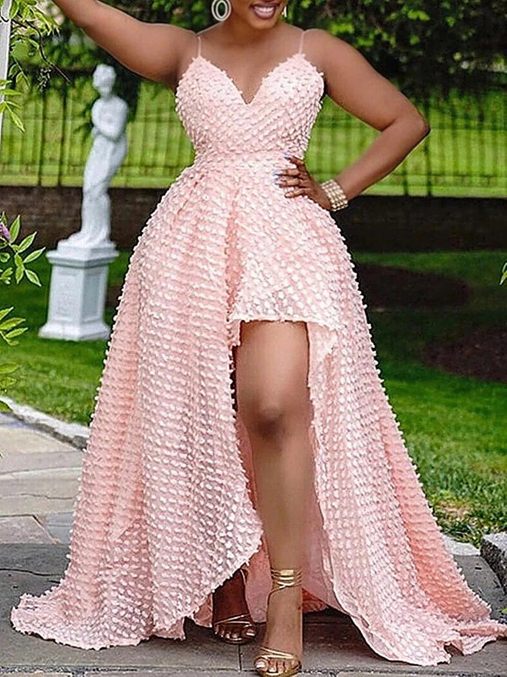 5 XL / Pink BH874 size 2XL to 5XL women sexy plus size Pink slip backless dress