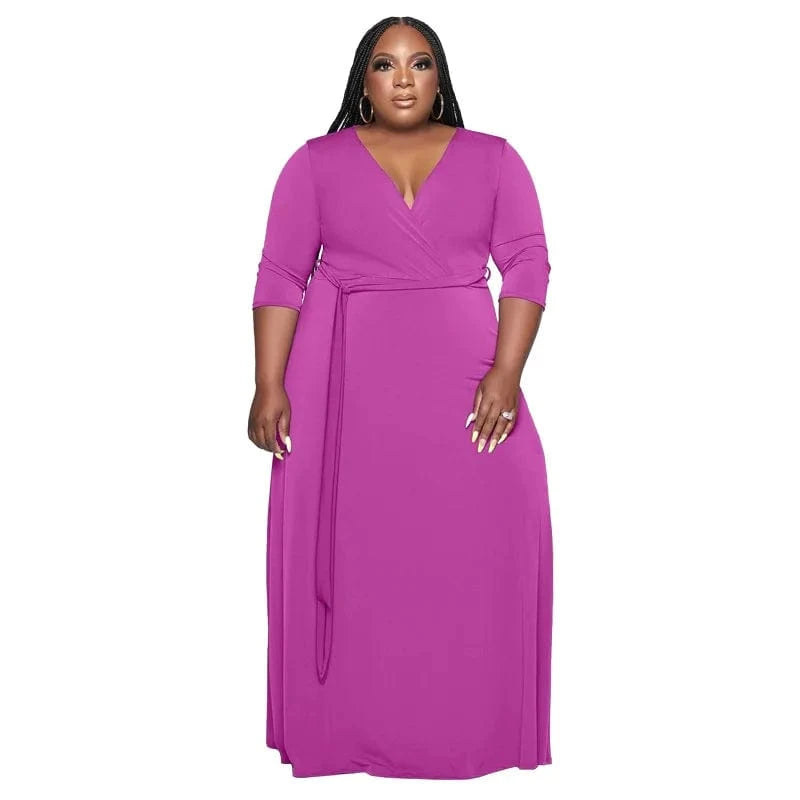 5 XL / Purple African Dresses for Black Women Elegant Evening Party Long Maxi Dress Dashiki Abaya Dubai Gown Muslim Plus Size Women's Dresses