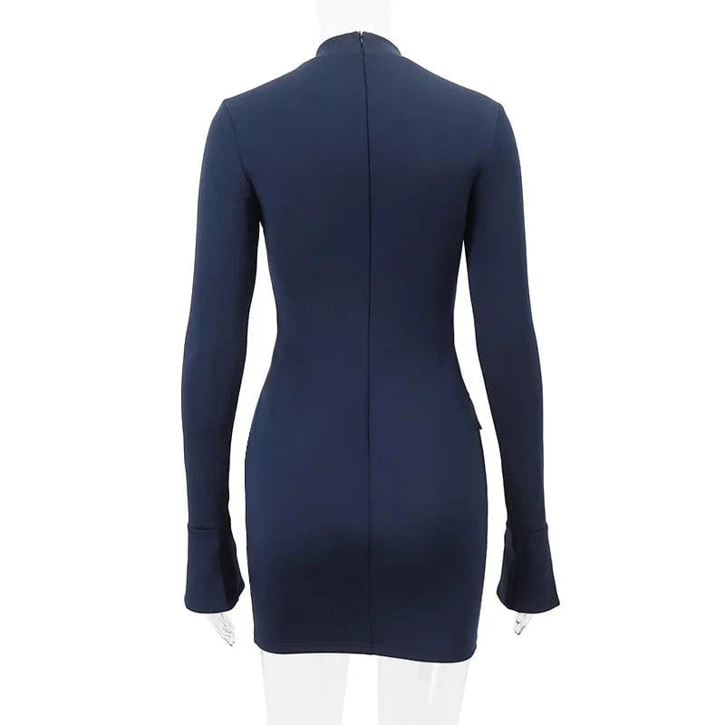 5374A Elegant Patchwork Long Sleeve Solid Mini Women's Dresses Evening Party Prom Ladies Y2k Undefined Winter Clothing