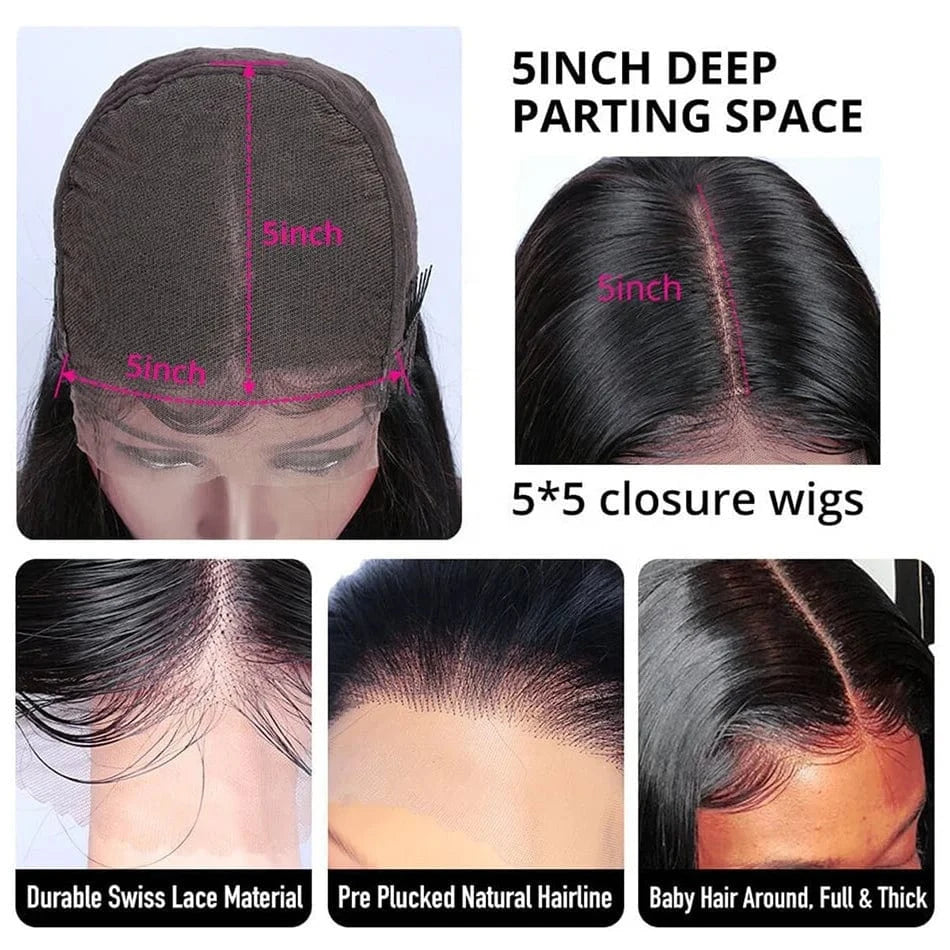 5x5 lace / 14 Inches 5x5 13x4 13x6 HD Lace Wig Kinky Straight Lace Front Human Hair Wigs Yaki Brazilian Wear And Go Pre Cut Glueless Wig Human Hair