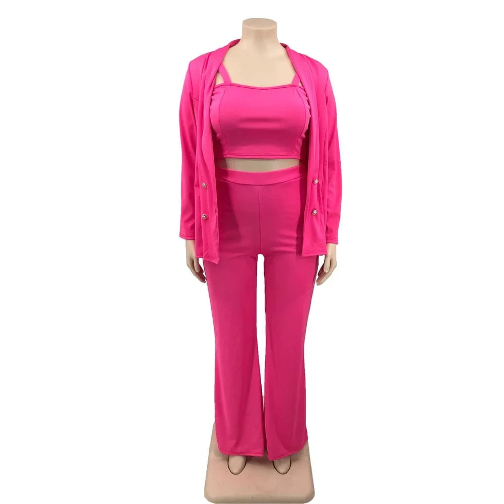 5xl Oversized 3 Piece Set Tracksuit Women Coat Vest Long Pants Sets Long Sleeve Fall Clothes Streetwear Plus Size Women's Sets