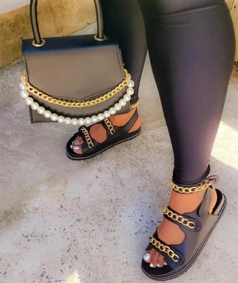 6 / 18 SET 16 Fashion Sexy Platform Sandals Women Flat Slippers Casual Shoes women hand bags set
