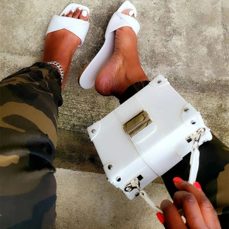 6 / 18 SET 18 Fashion Sexy Platform Sandals Women Flat Slippers Casual Shoes women hand bags set