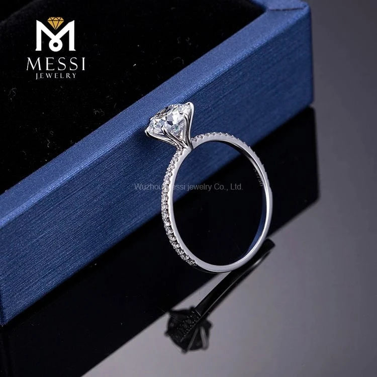 6 / 18K White Gold 18K White Gold Solitairy 1ct D SI1 Round Brilliant Lab Grown Diamond Engagement Ring for Women