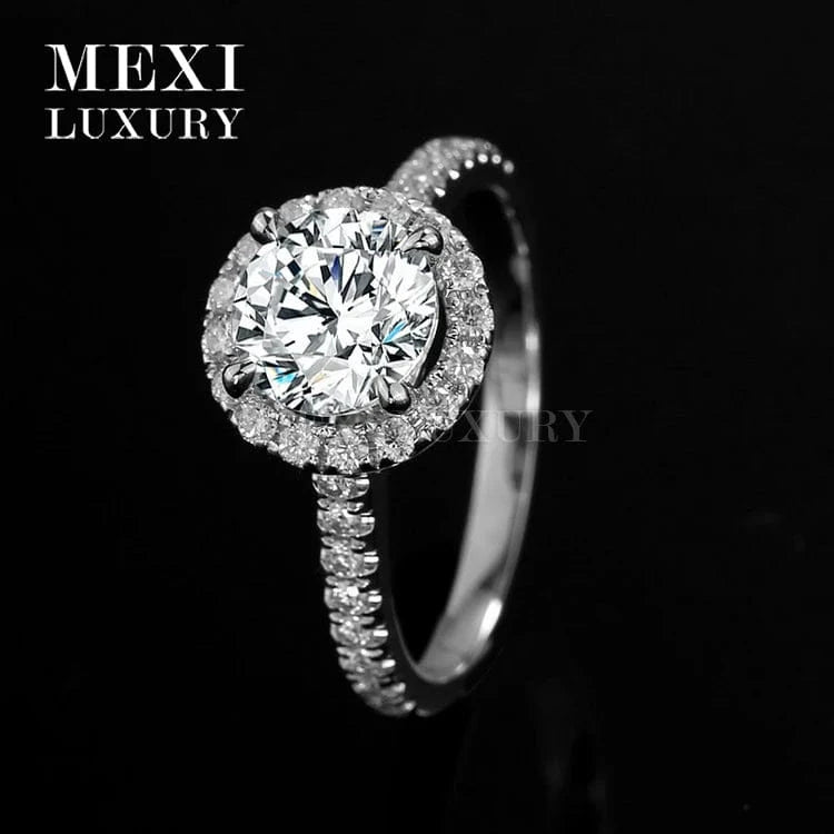 6.5 / White gold 18K white gold Anniversary prong setting Round brilliant cut moissanite ring