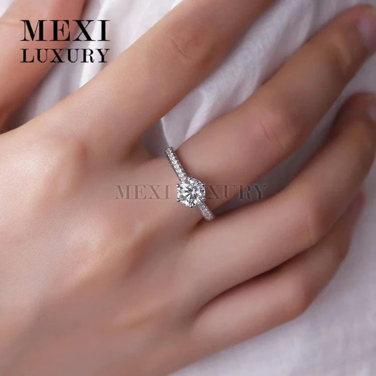 6.5 / White gold 6 Prong setting Customized 18K White gold Messi Moissanite Ring