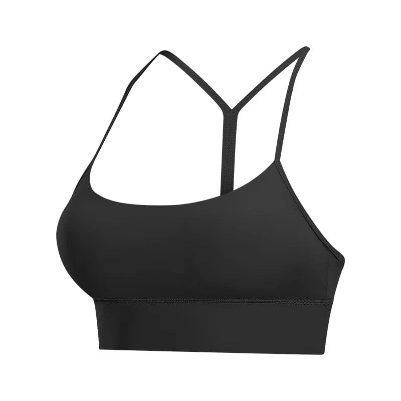 6 / Black 2024 New Trendy Girls Solid color Shockproof Sportswear Bras Y shape Beauty Back Sexy Fitness Gym wear Yoga bras With Chest Pad
